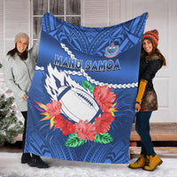 samoa-rugby-premium-blanket-manu-samoa-polynesian-hibiscus-blue-style