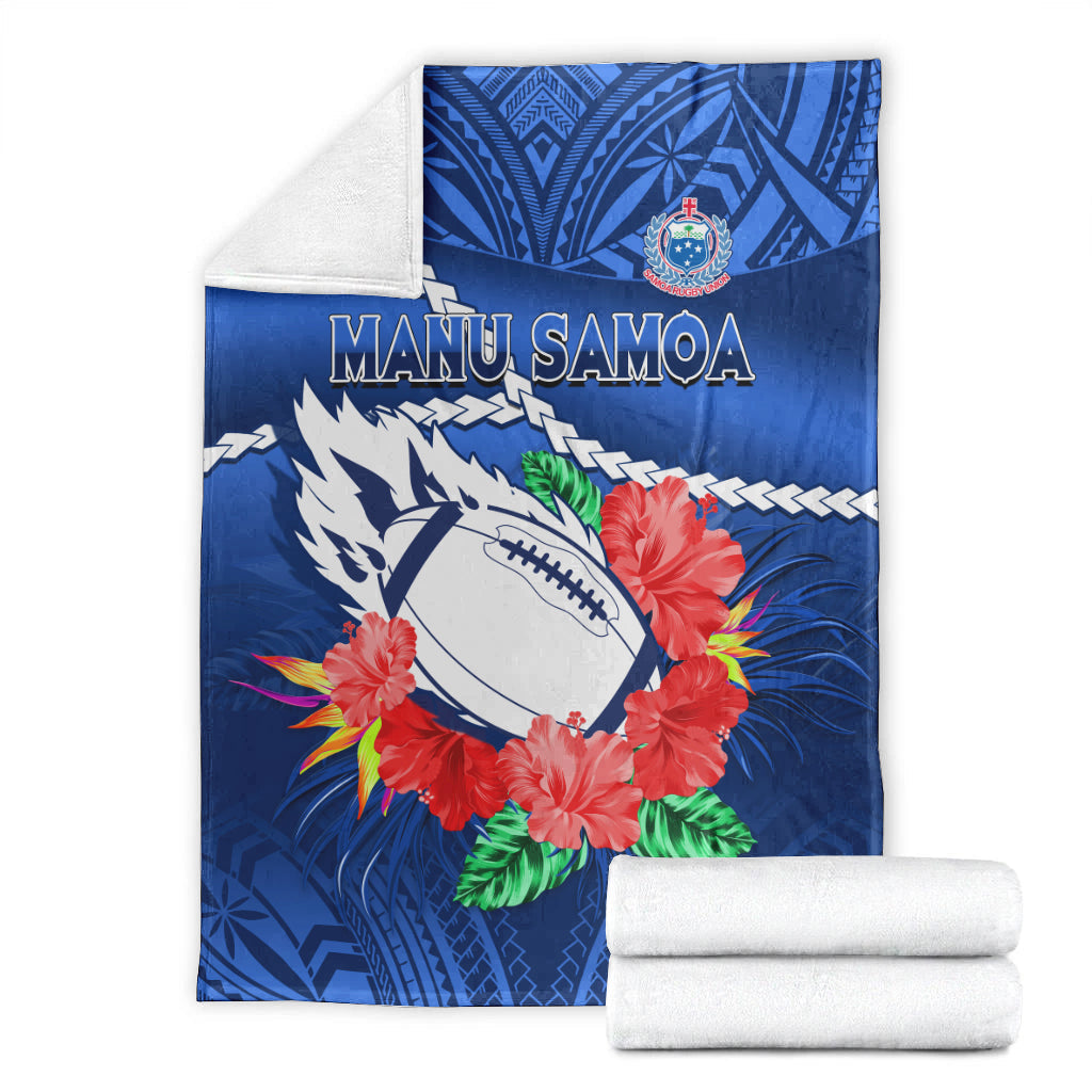 samoa-rugby-premium-blanket-manu-samoa-polynesian-hibiscus-blue-style