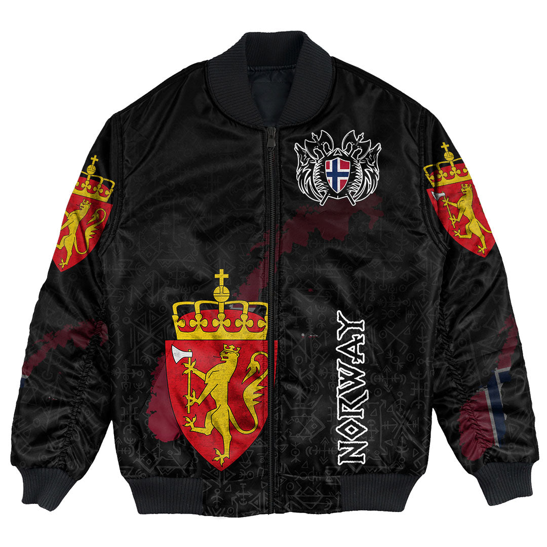 (Custom) Viking - Norway Flag and Map Bomber Jackets style Viking Geri and Freki RLT12 - Wonder Print Shop