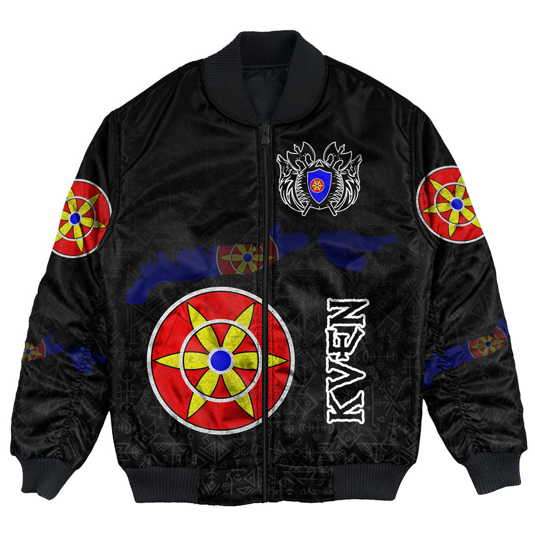 (Custom) Viking - Kven Flag and Map Bomber Jackets style Viking Geri and Freki RLT12 - Wonder Print Shop