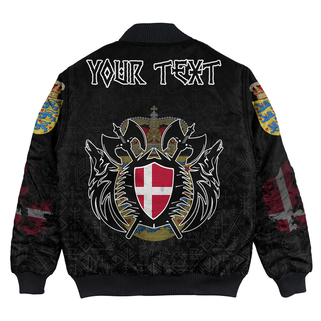 (Custom) Viking - Denmark Flag and Map Bomber Jacket style Viking Geri and Freki RLT12 - Wonder Print Shop