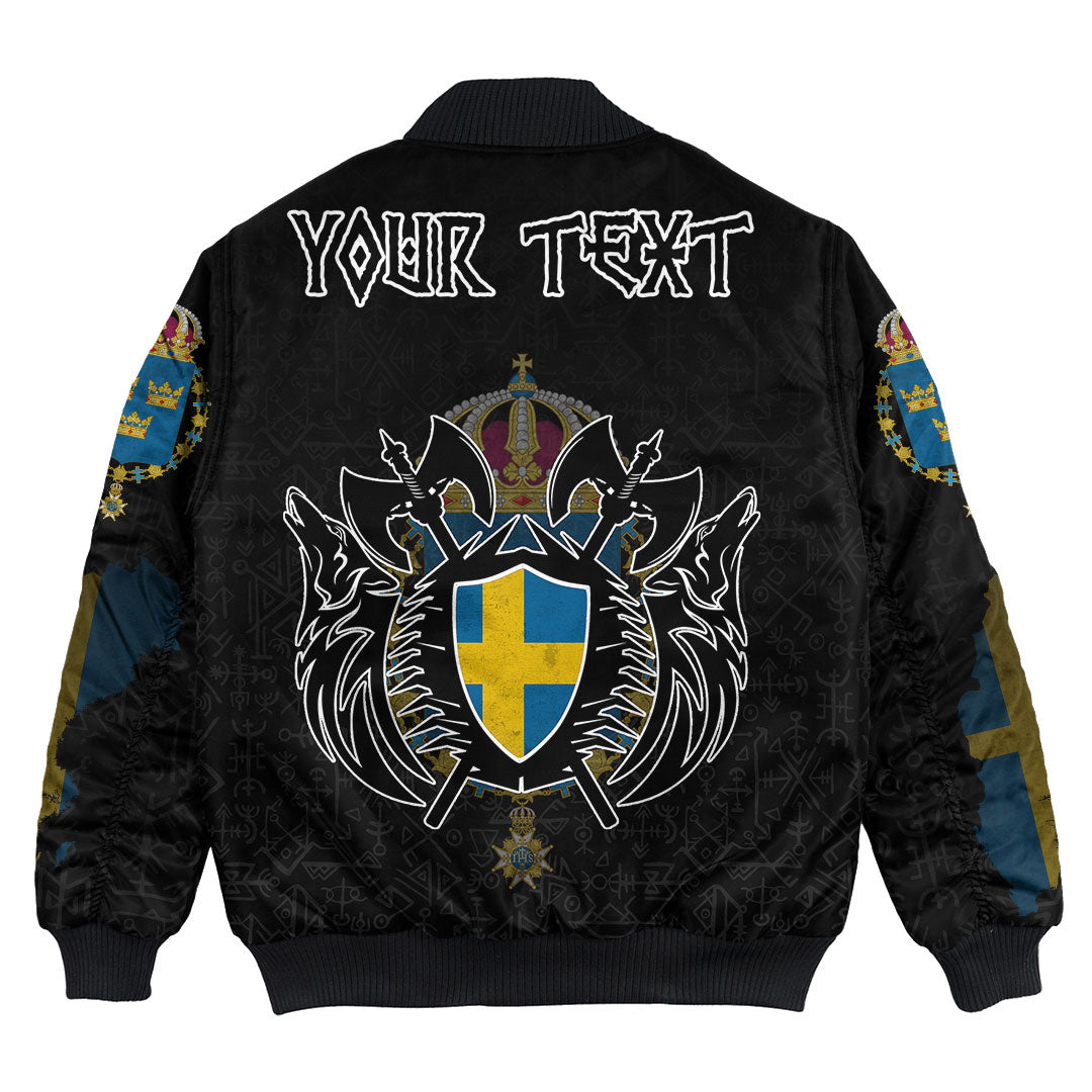 (Custom) Viking - Sweden Flag and Map (1) Bomber Jackets style Viking Geri and Freki RLT12 - Wonder Print Shop