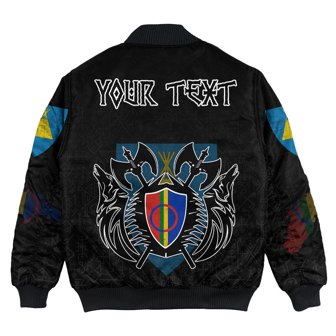 (Custom) Viking - Sami Flag and Map Bomber Jackets style Viking Geri and Freki RLT12 - Wonder Print Shop