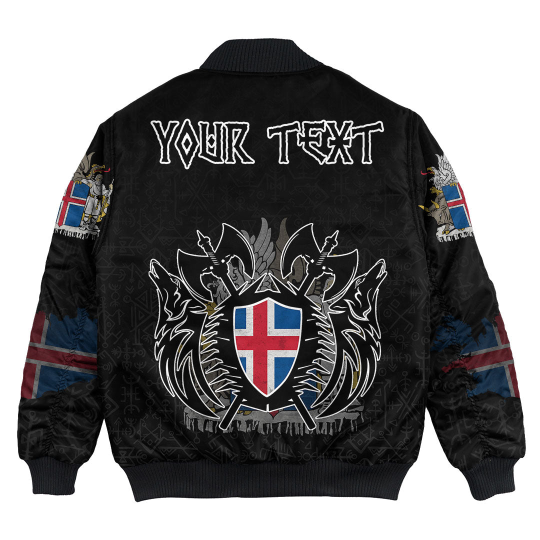 (Custom) Viking - Iceland Flag and Map Bomber Jackets style Viking Geri and Freki RLT12 - Wonder Print Shop