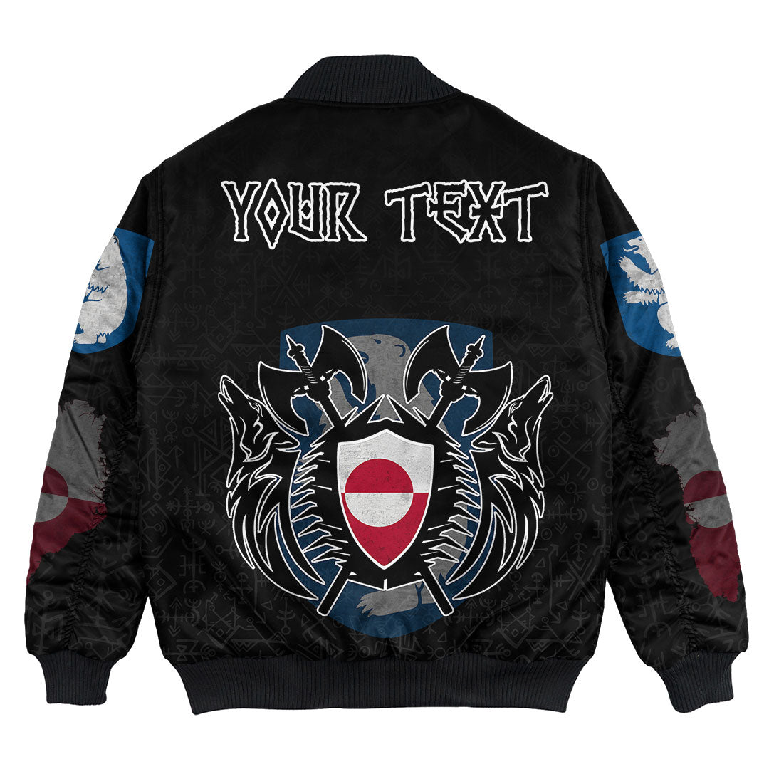 (Custom) Viking - Greenland Flag and Map Bomber Jackets style Viking Geri and Freki RLT12 - Wonder Print Shop