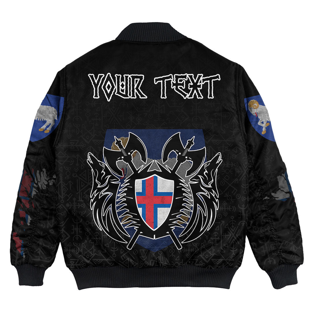 (Custom) Viking - Faroe Islands Flag and Map Bomber Jackets style Viking Geri and Freki RLT12 - Wonder Print Shop