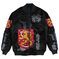(Custom) Viking - Finland Flag and Map Bomber Jackets style Viking Geri and Freki RLT12 - Wonder Print Shop