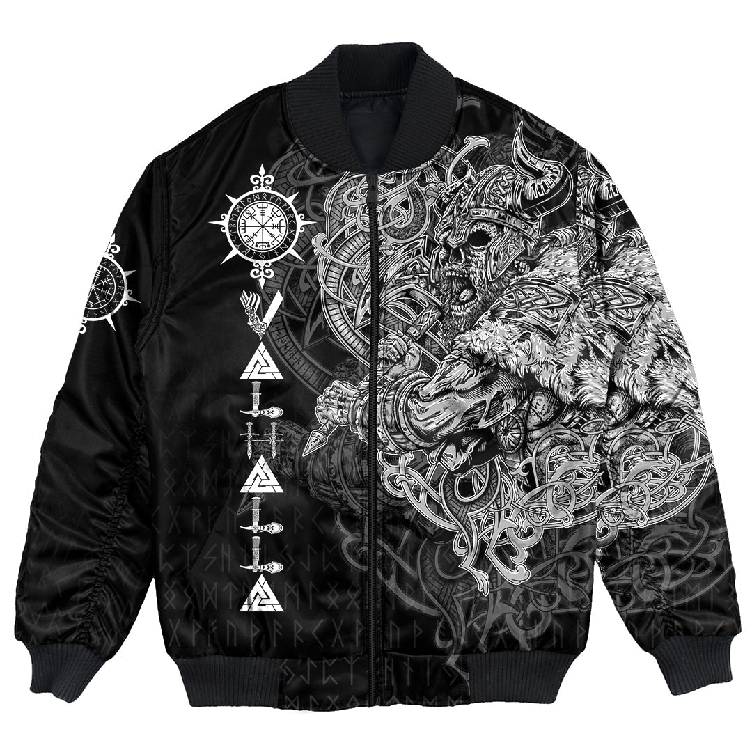 Viking Viking Warrior Valhalla Bomber Jacket Style Vegvisir RLT12 - Wonder Print Shop