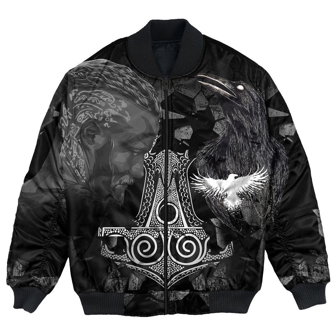 Viking Ragnar and Raven Style Mjolnir Bomber Jacket RLT12 - Wonder Print Shop