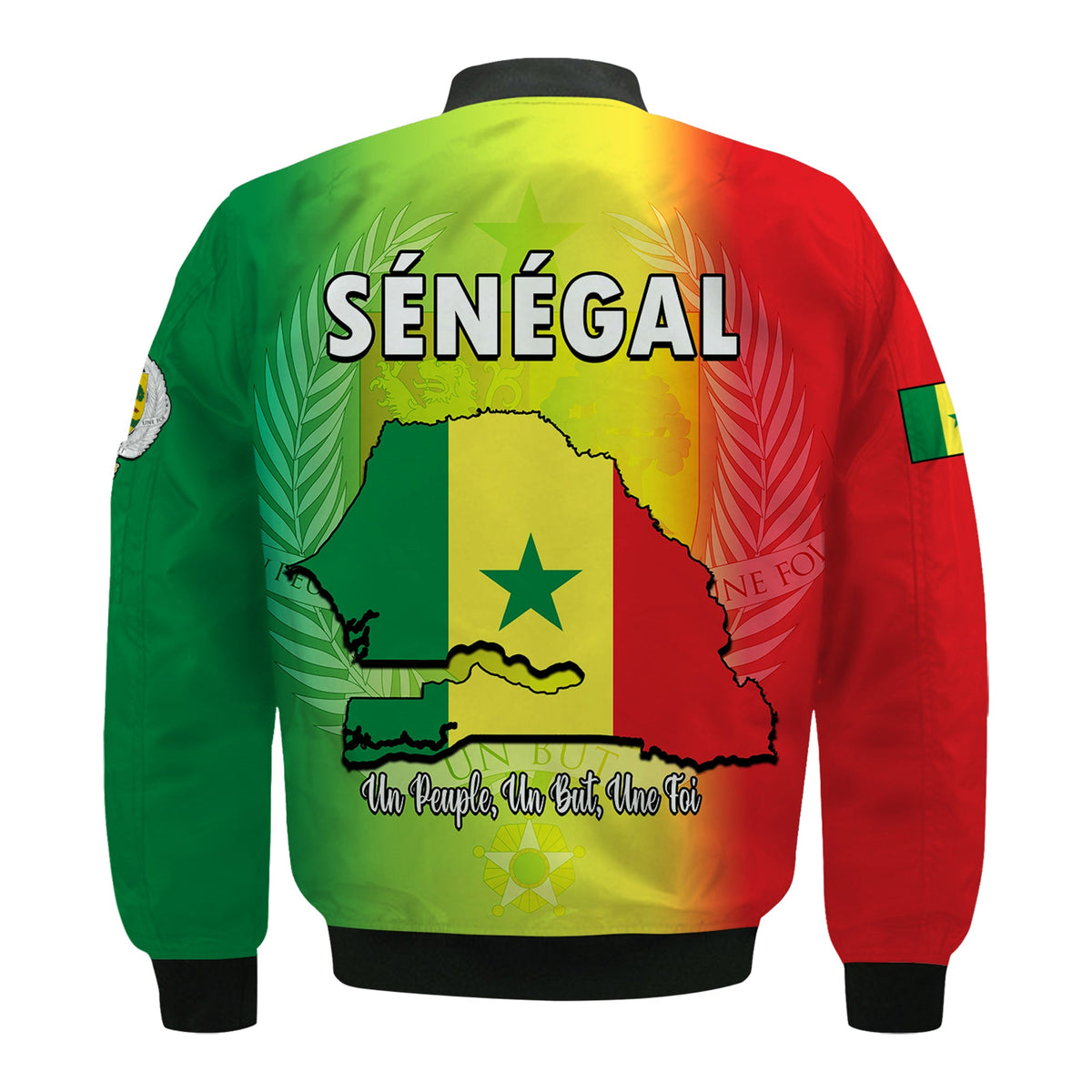 Senegal Bomber Jacket Lion With Senegal Map Reggae Style - Wonder Print Shop