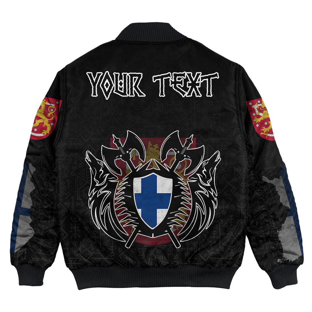 (Custom) Viking - Finland Flag and Map Bomber Jackets style Viking Geri and Freki RLT12 - Wonder Print Shop