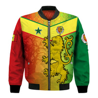 Senegal Bomber Jacket Lion With Senegal Map Reggae Style - Wonder Print Shop