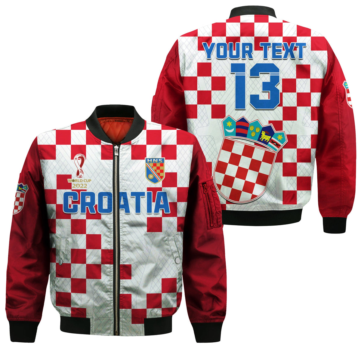 (Custom Text and Number) Croatia Football Bomber Jacket Vatreni Hrvatska Champions 2022 World Cup LT13 - Wonder Print Shop