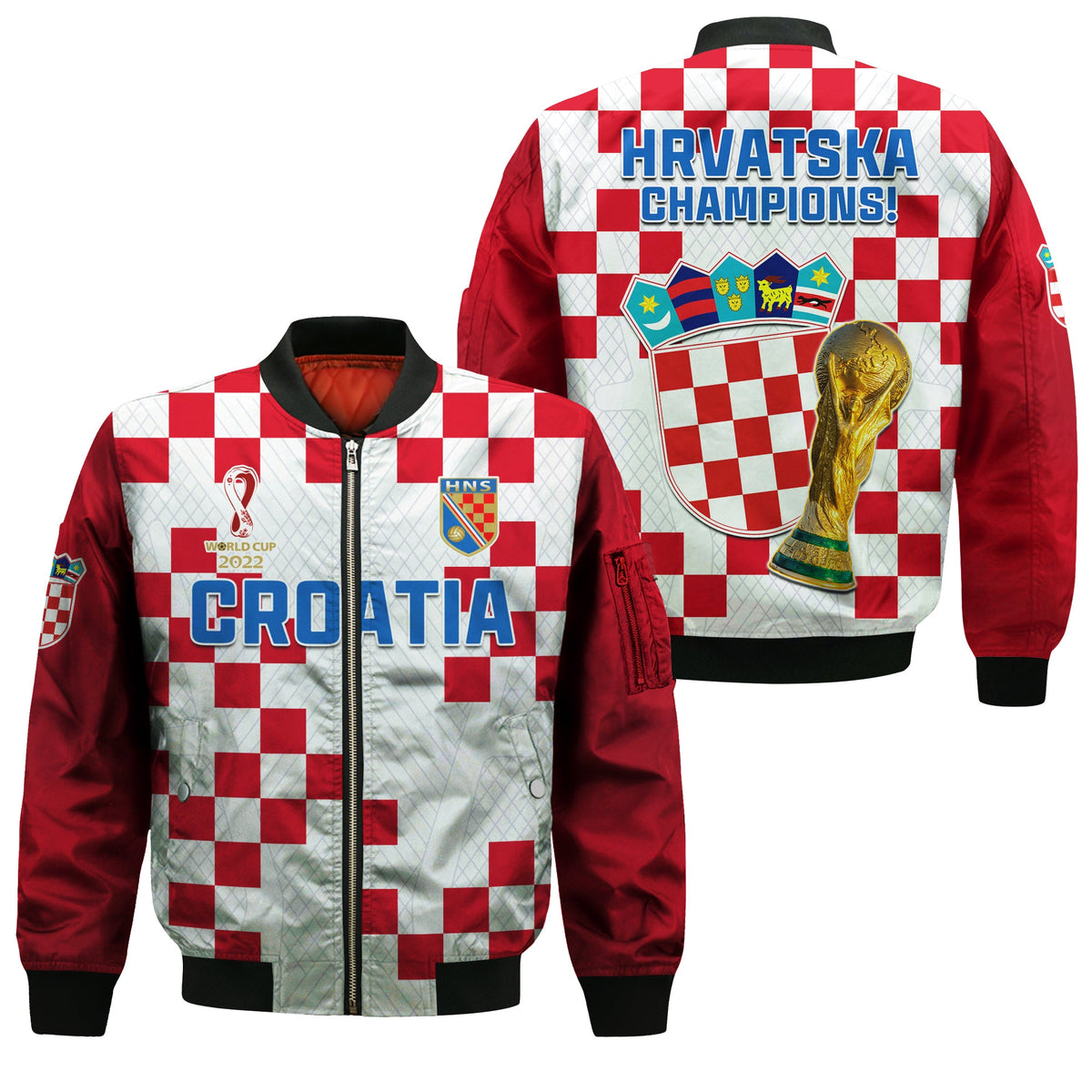 Croatia Football Bomber Jacket Vatreni Hrvatska Champions 2022 World Cup LT13 - Wonder Print Shop