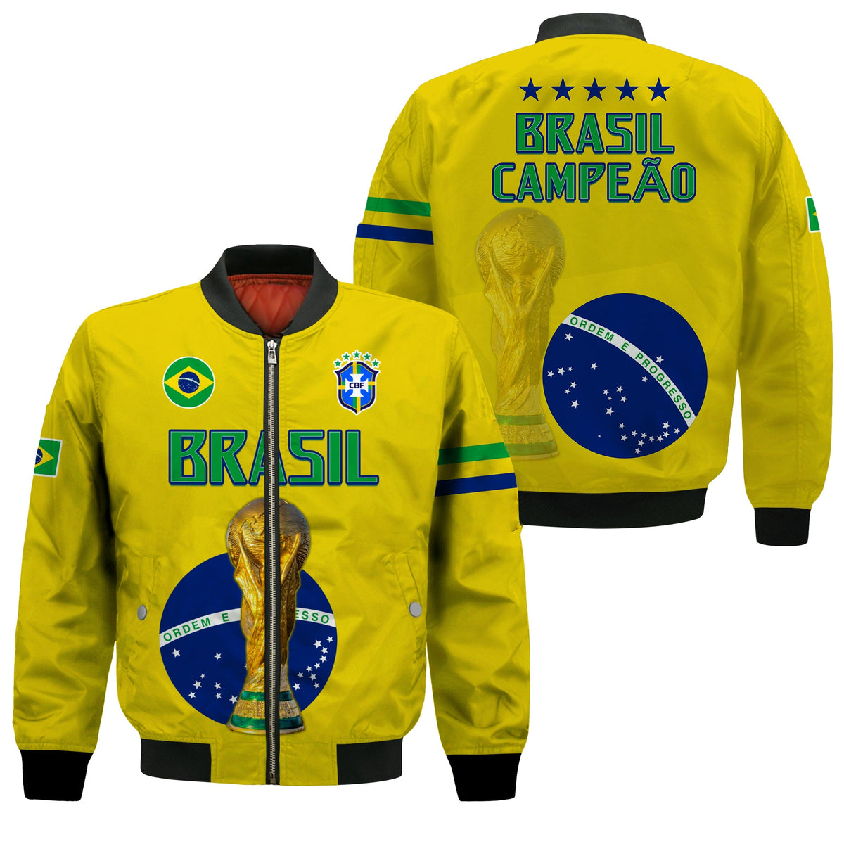 Brazil Football Bomber Jacket Go Champions Selecao Campeao LT13 - Wonder Print Shop