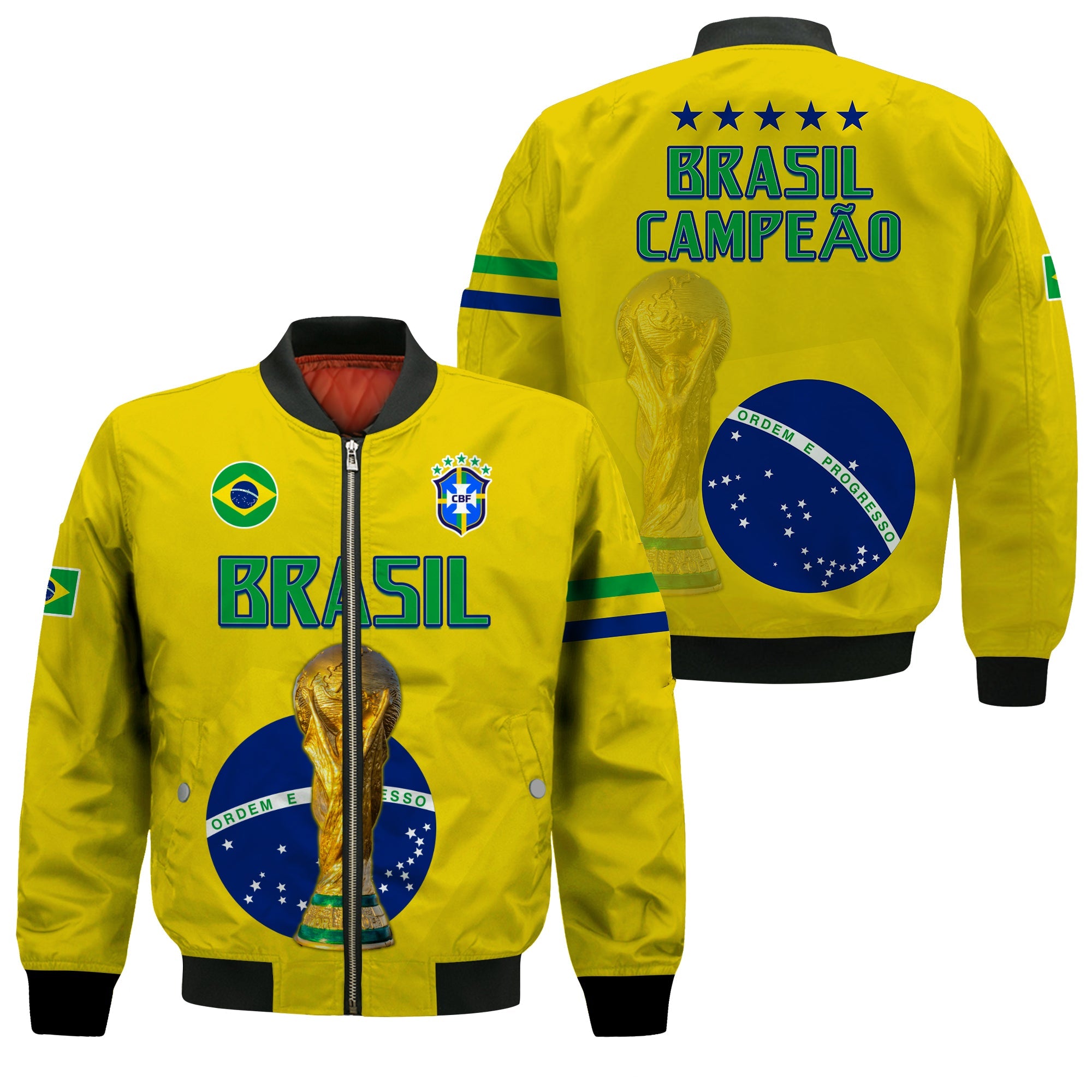 Brazil Football Bomber Jacket Go Champions Selecao Campeao LT13 - Wonder Print Shop