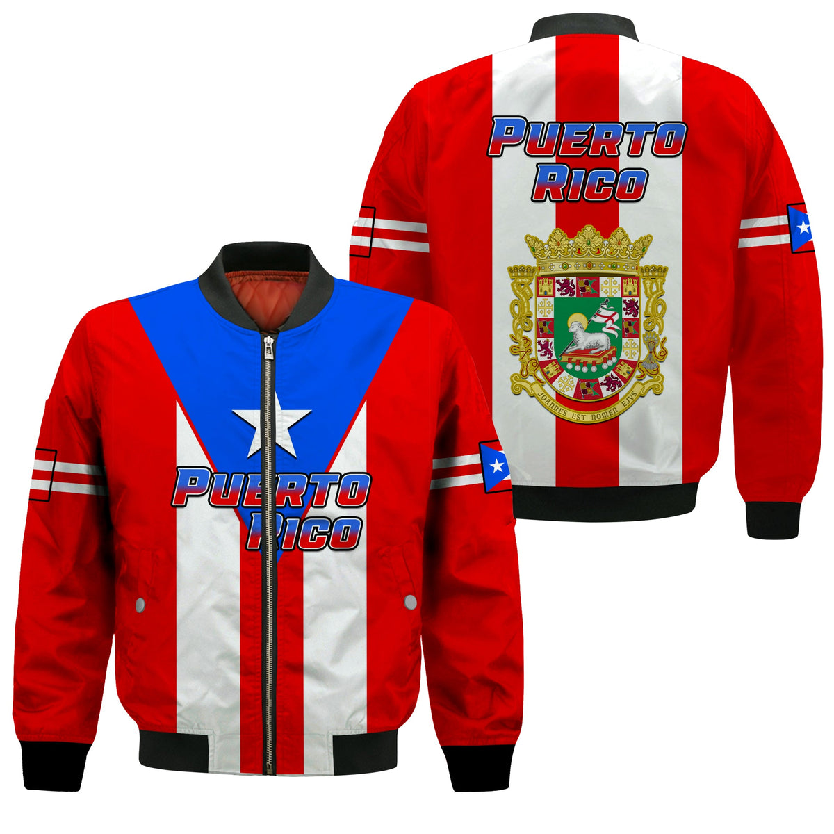 Puerto Rico Bomber Jacket Coat Of Arms Mix Flag - Wonder Print Shop