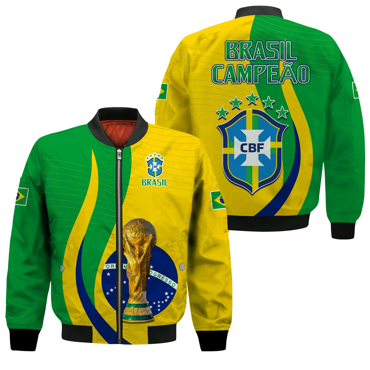 Brazil Football Champions Bomber Jacket Selecao Style Vibe LT13 - Wonder Print Shop
