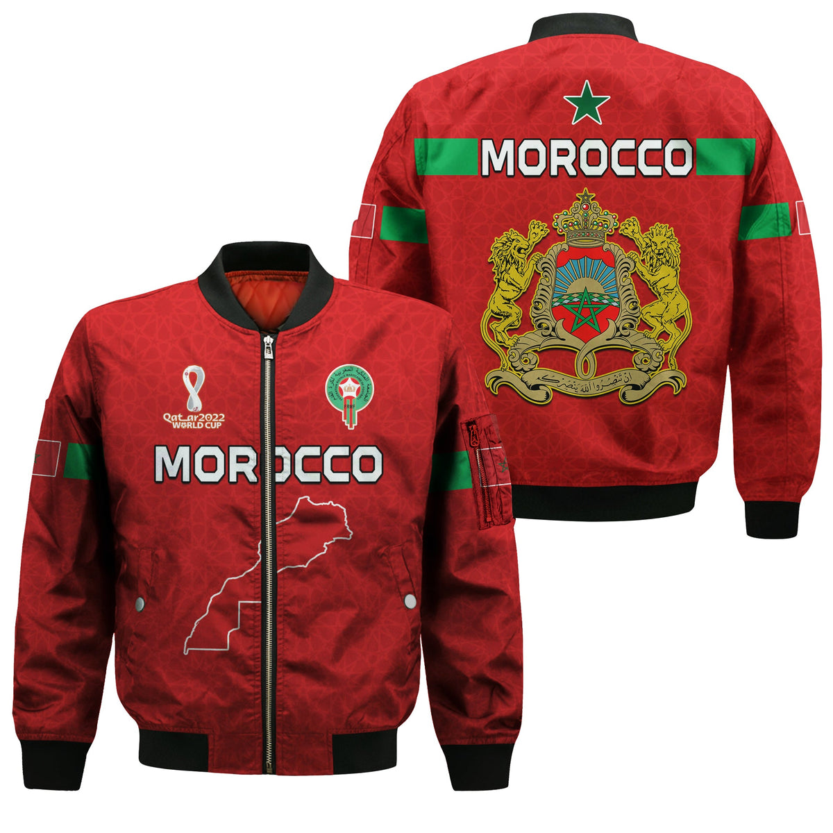 Morocco Football Bomber Jacket Champions World Cup New History LT13 - Wonder Print Shop