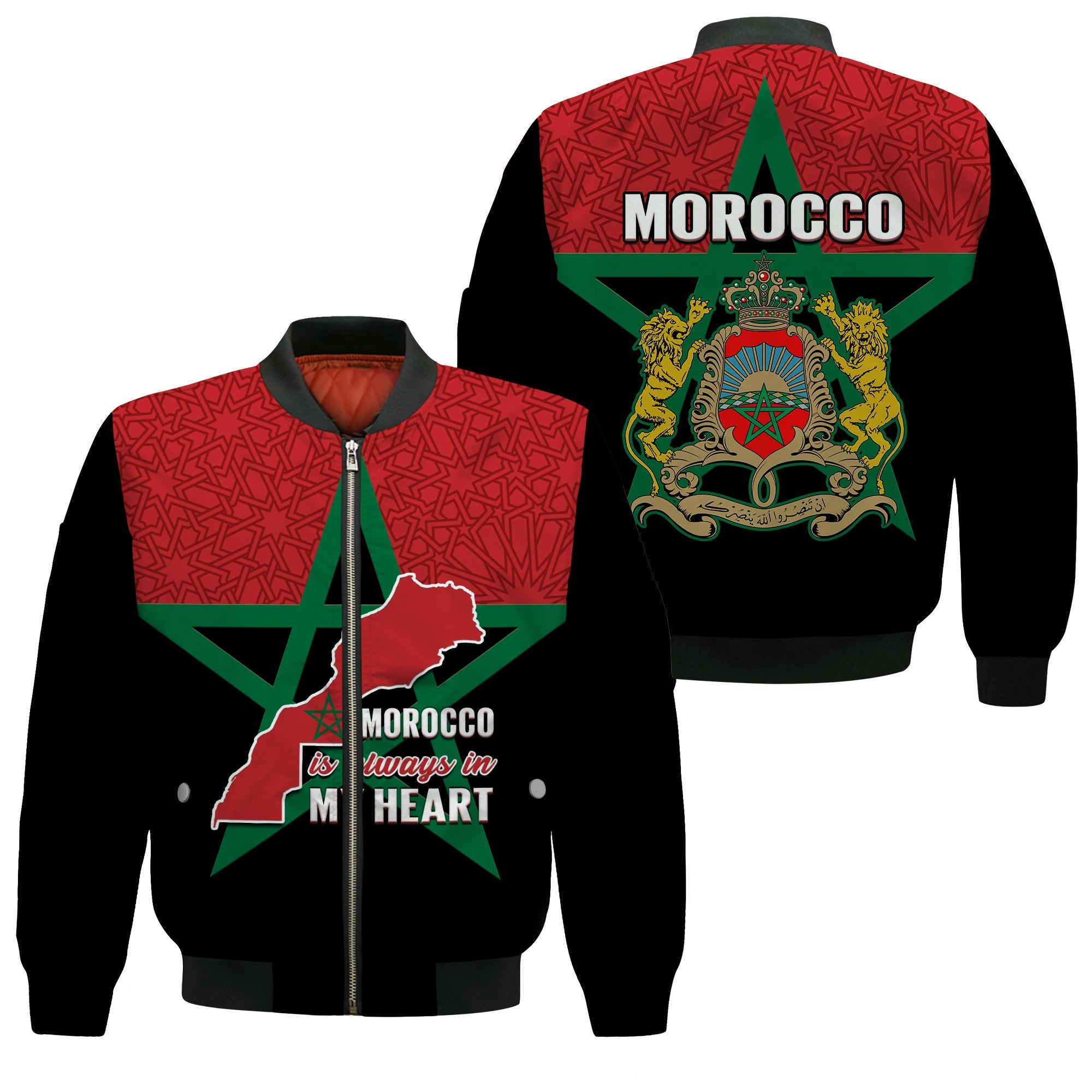 Morocco Western Sahara Bomber Jacket Map Black Moroccan Is Always In My Heart - Wonder Print Shop