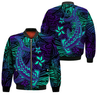 Custom Personalised Polynesian Bomber Jacket Purple Paradise Hawaiian Tribal Hammerhead Shark - Wonder Print Shop