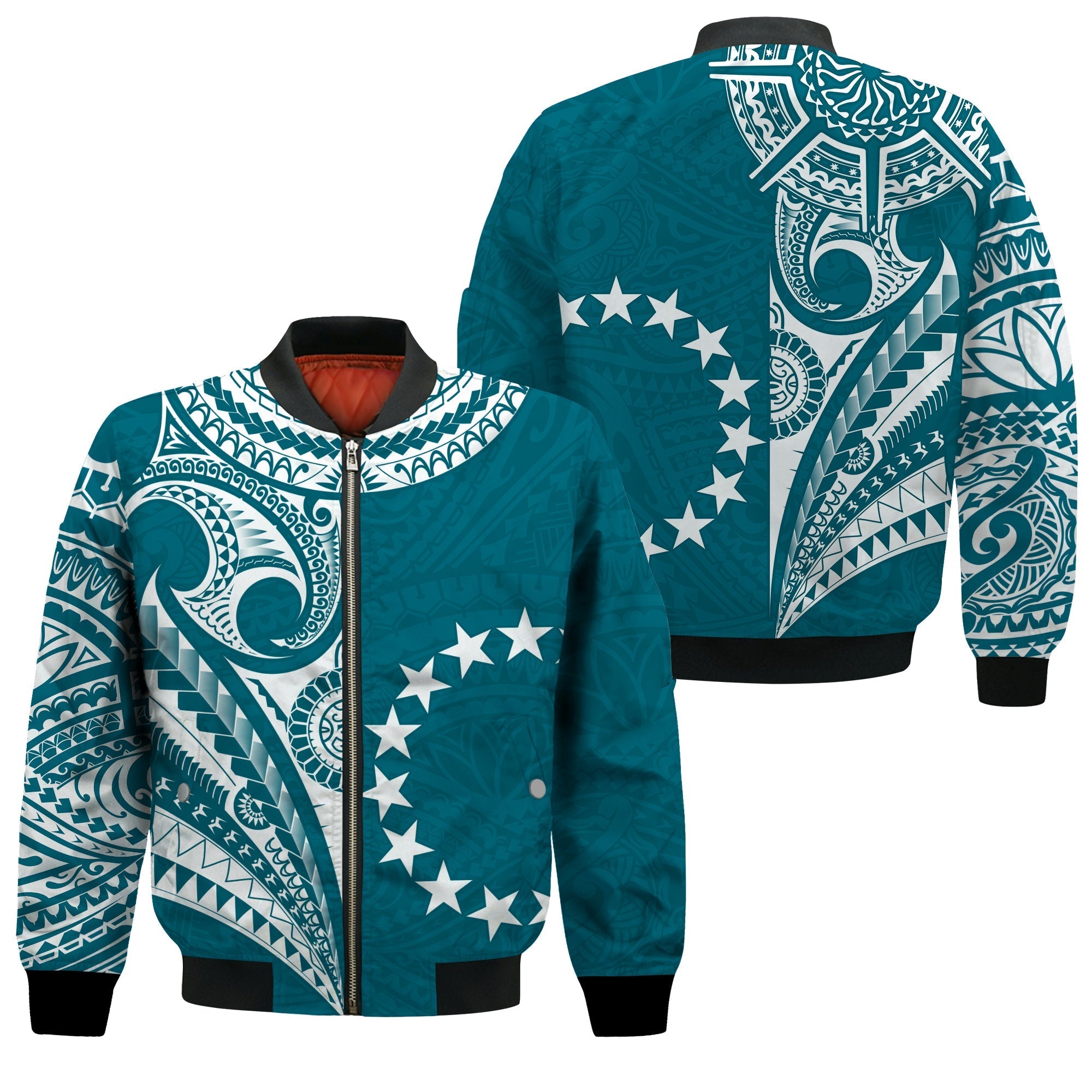 Cook Islands Tatau Bomber Jacket Symbolize Passion Stars Version Blue LT13 - Wonder Print Shop