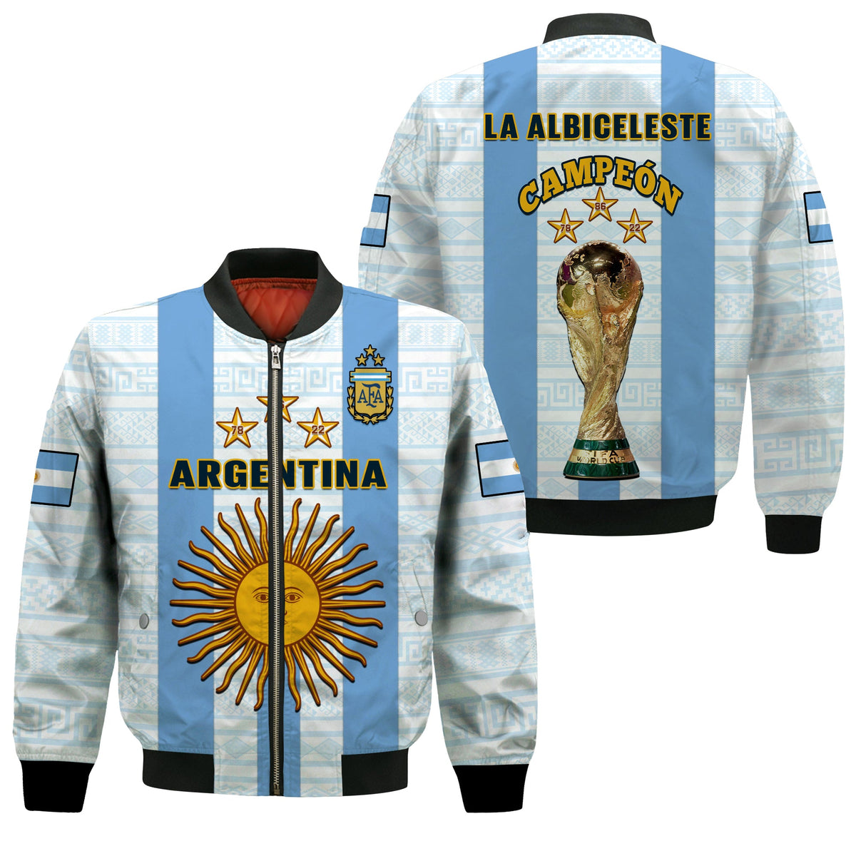Argentina Football Bomber Jacket World Cup La Albiceleste 3rd Champions Proud - Wonder Print Shop
