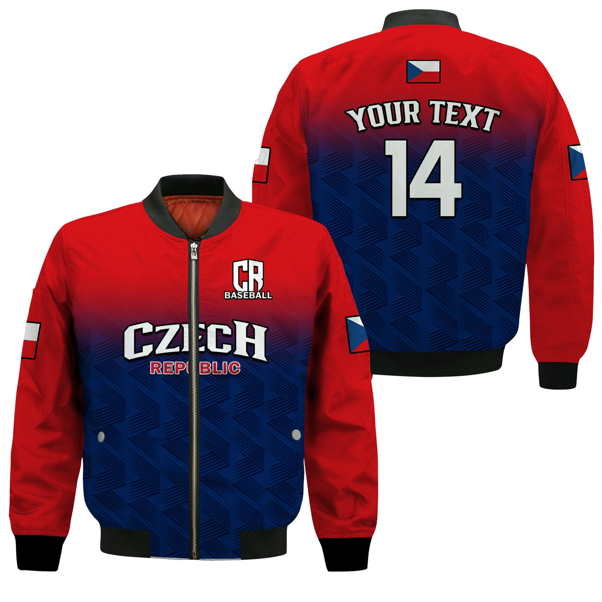 (Custom Text And Number) Czech Republic 2023 Bomber Jacket Baseball - Wonder Print Shop