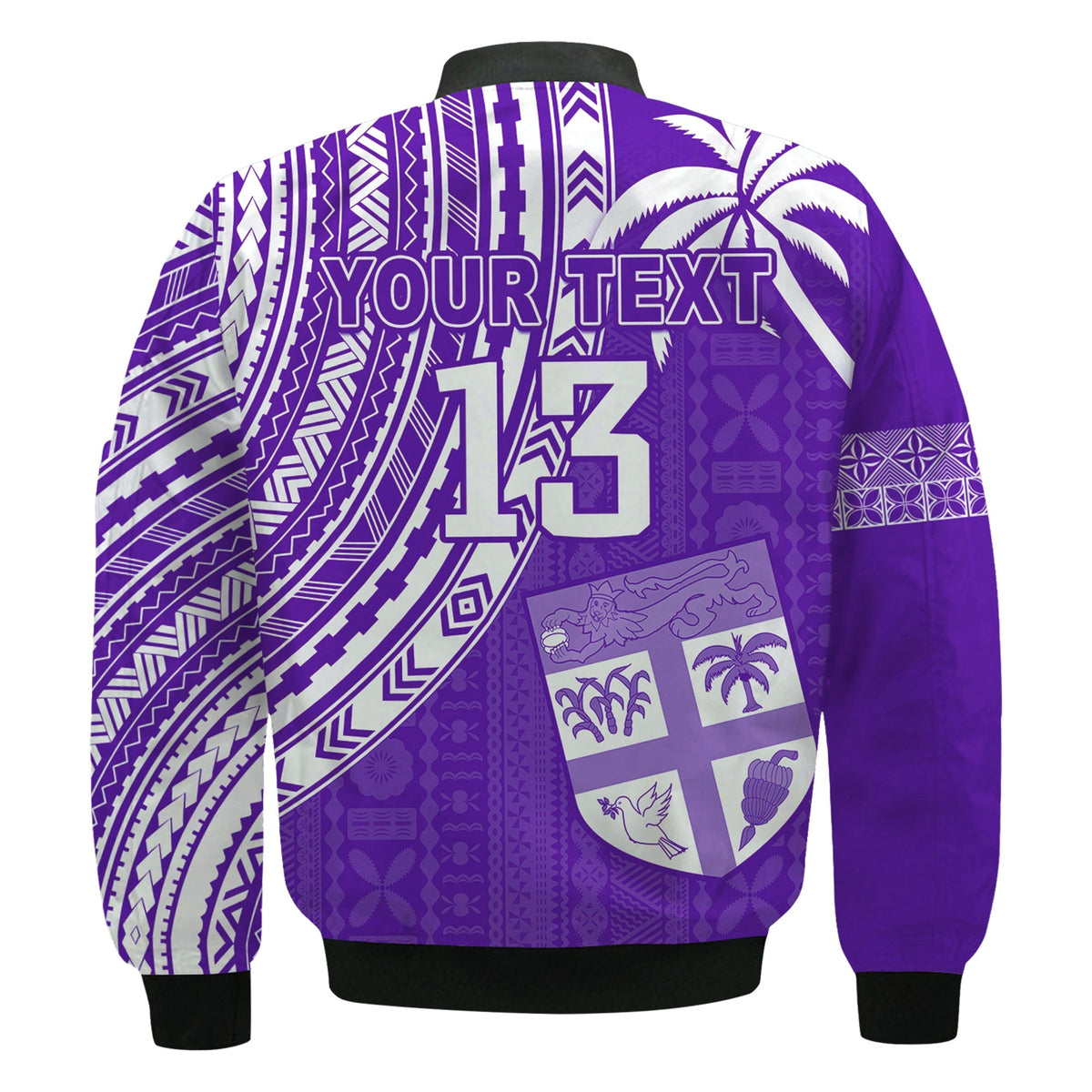 Custom Text and Number Fiji Rugby Sevens Bomber Jacket Fijian 7s Tapa Polynesian Purple LT13 - Wonder Print Shop