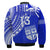 Custom Text and Number Fiji Rugby Sevens Bomber Jacket Fijian 7s Tapa Polynesian Blue Ver.02 LT13 - Wonder Print Shop