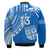 Custom Text and Number Fiji Rugby Sevens Bomber Jacket Fijian 7s Tapa Polynesian Blue Ver.01 LT13 - Wonder Print Shop