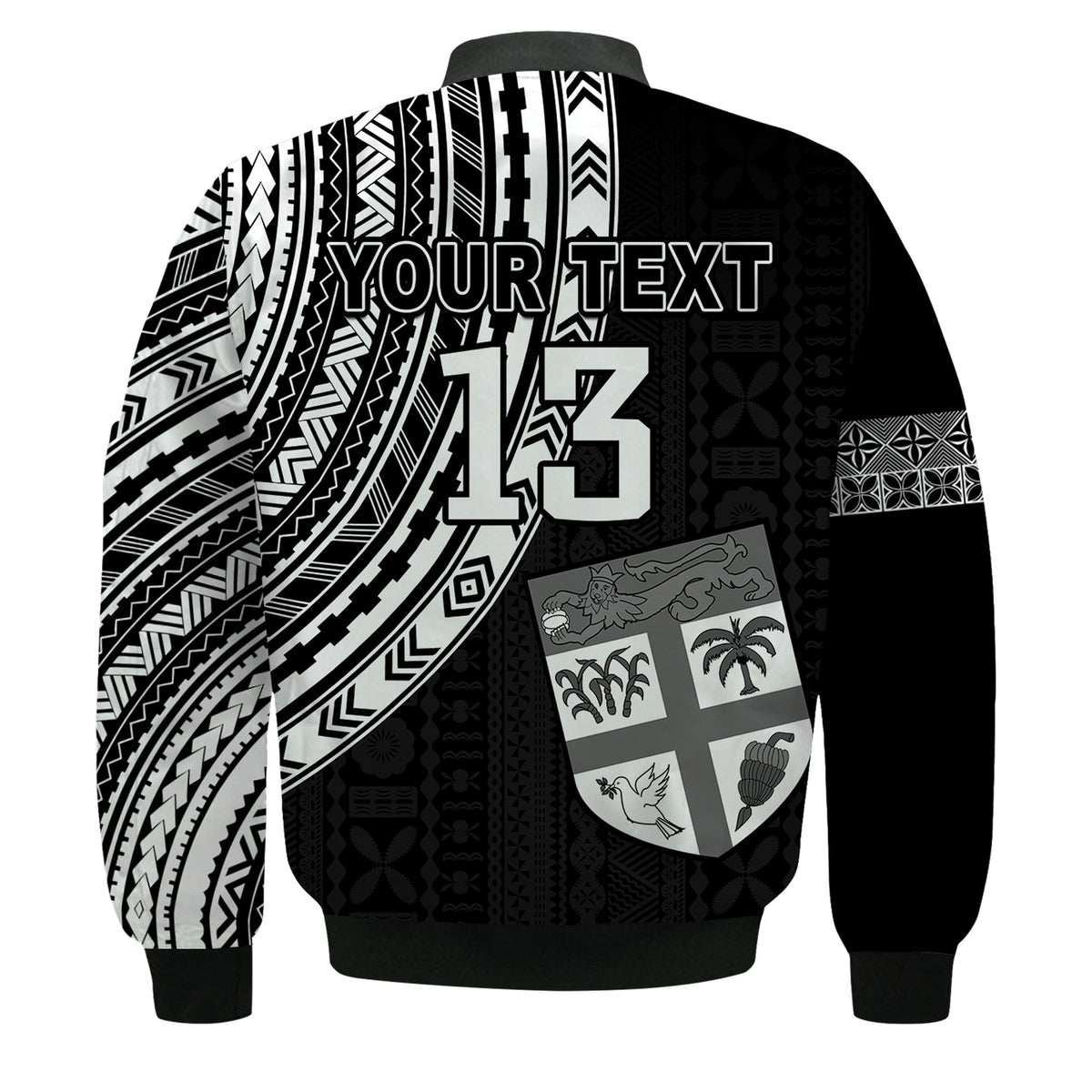Custom Text and Number Fiji Rugby Sevens Bomber Jacket Fijian 7s Tapa Polynesian LT13 - Wonder Print Shop