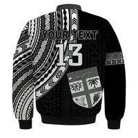 Custom Text and Number Fiji Rugby Sevens Bomber Jacket Fijian 7s Tapa Polynesian LT13 - Wonder Print Shop