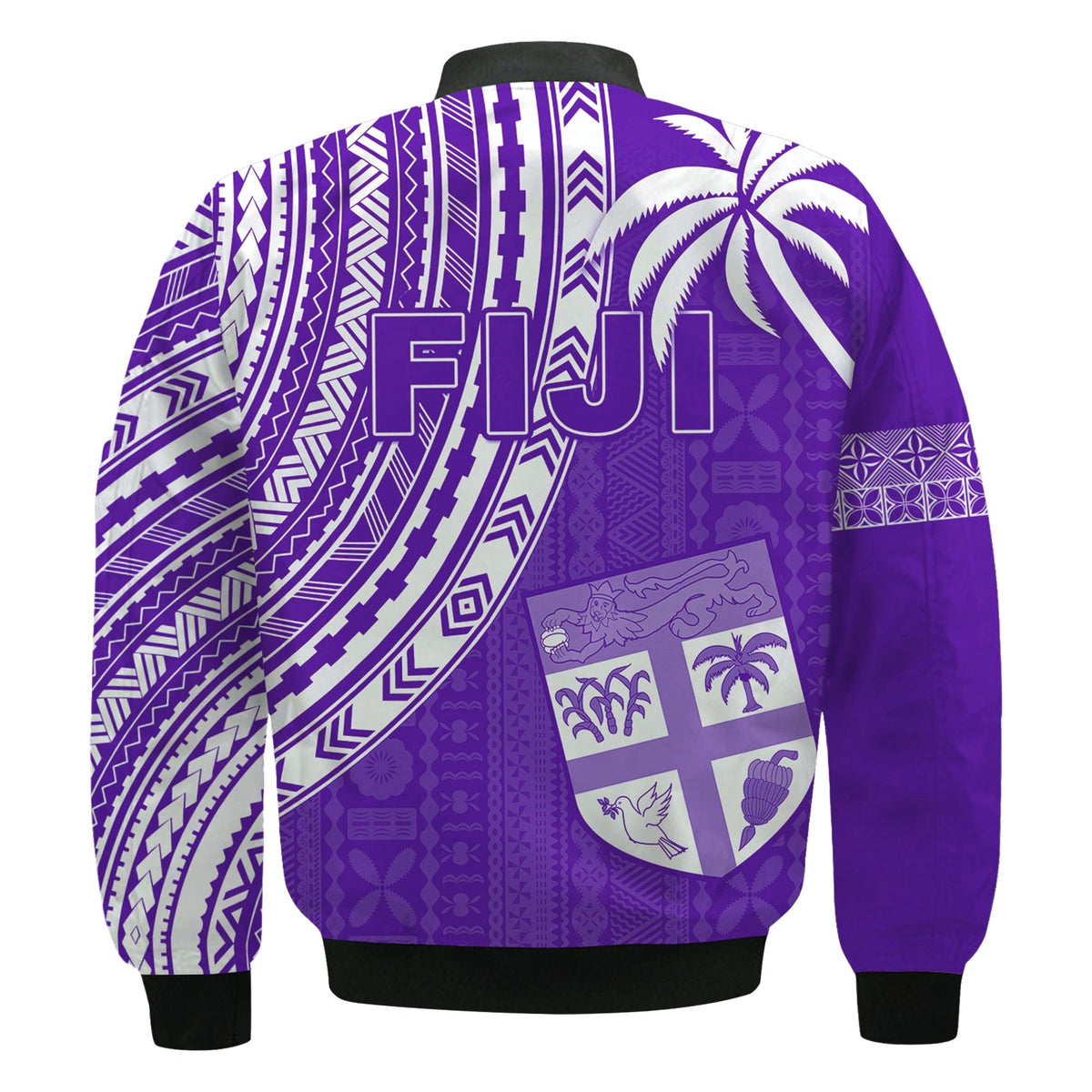 Fiji Rugby Sevens Bomber Jacket Fijian 7s Tapa Polynesian Purple LT13 - Wonder Print Shop