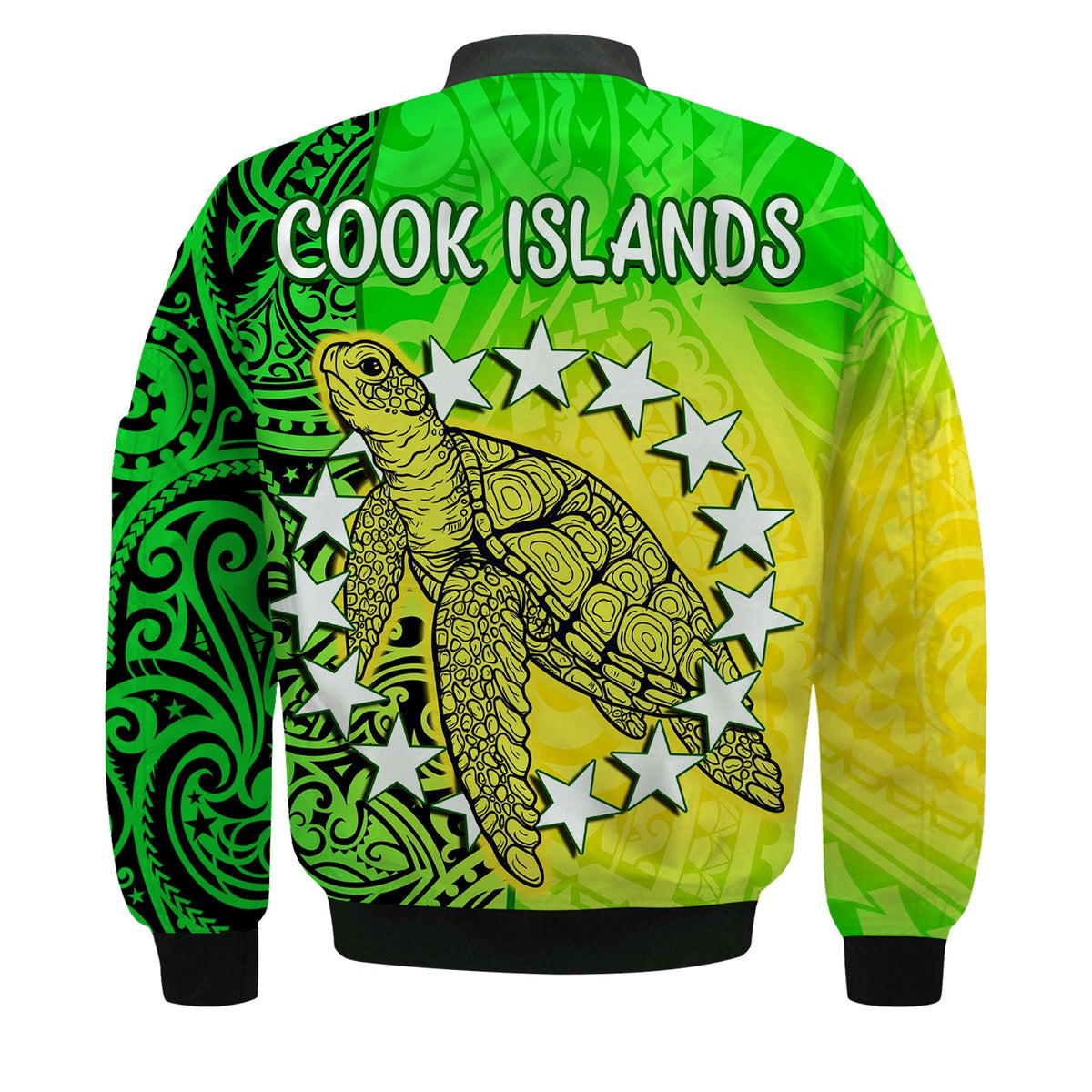 Cook Islands Bomber Jacket Cook Islands Coat Of Arms Turtle Polynesian - Wonder Print Shop