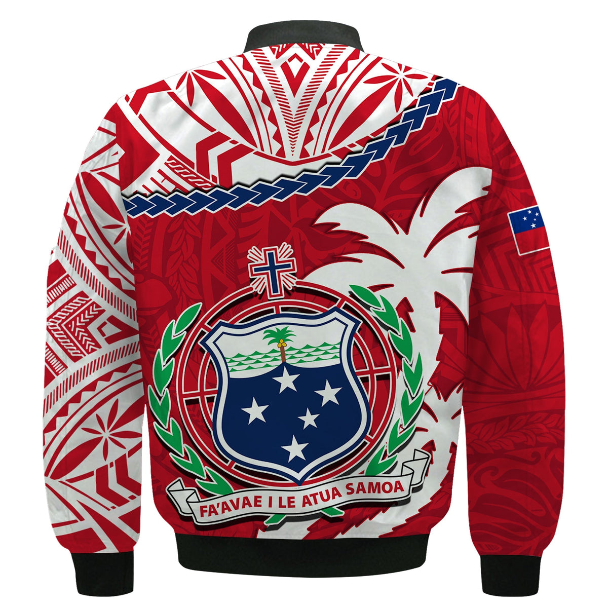 Samoa Bomber Jacket Samoan Coat Of Arms With Coconut Red Style - Wonder Print Shop