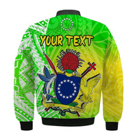 (Custom Personalised) Happy Mangaia Gospel Day Bomber Jacket Cook Islands Coat Of Arms Polynesian Pattern - Wonder Print Shop