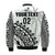 Custom Text And Number Fiji Rugby Bomber Jacket Fijian Cibi Dance Tapa Pattern White - Wonder Print Shop
