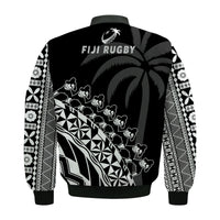Fiji Rugby Bomber Jacket Fijian Cibi Dance Tapa Pattern Black - Wonder Print Shop