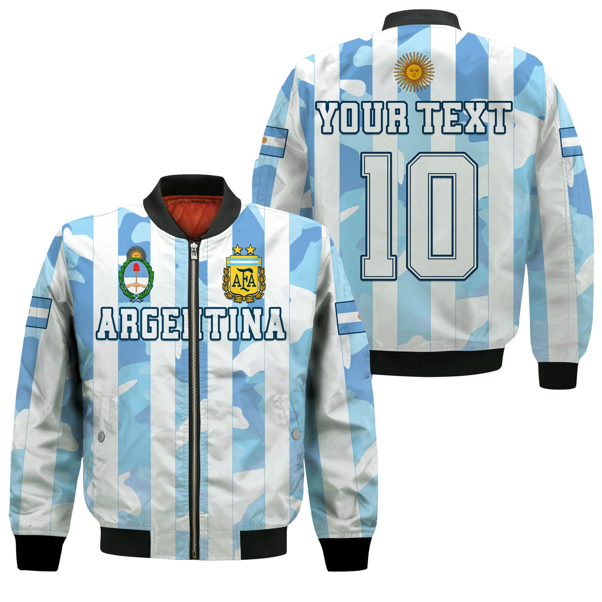 (Custom Personalised) Argentina Football Bomber Jacket AFA Champions 2022 Sporty Style - Wonder Print Shop
