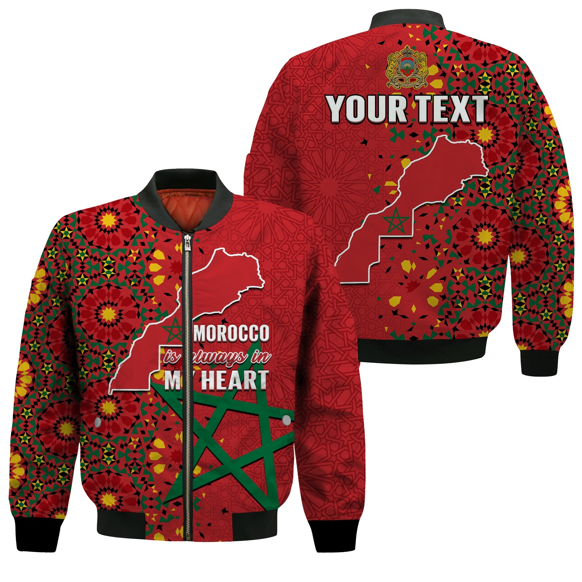 (Custom Personalised) Morocco Western Sahara Bomber Jacket Map Red Moroccan Is Always In My Heart - Wonder Print Shop