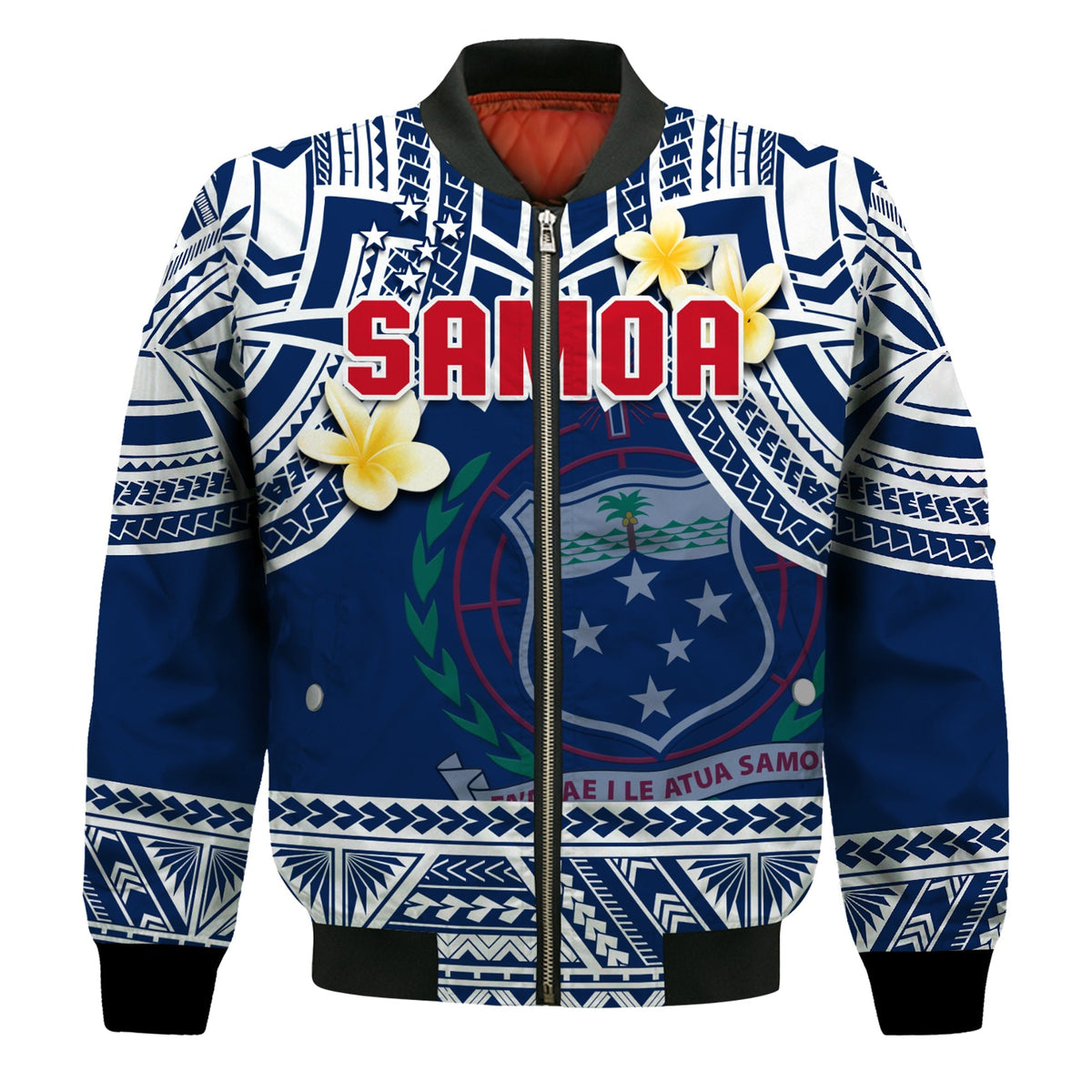 Samoa Bomber Jacket Samoan Plumeria Flowers Mix Polynesian Pattern - Wonder Print Shop