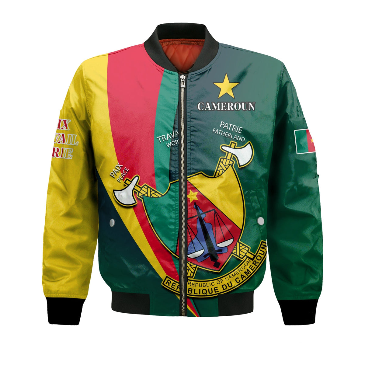 Cameroon Bomber Jacket Map Cameroun Style Flag LT13 - Wonder Print Shop