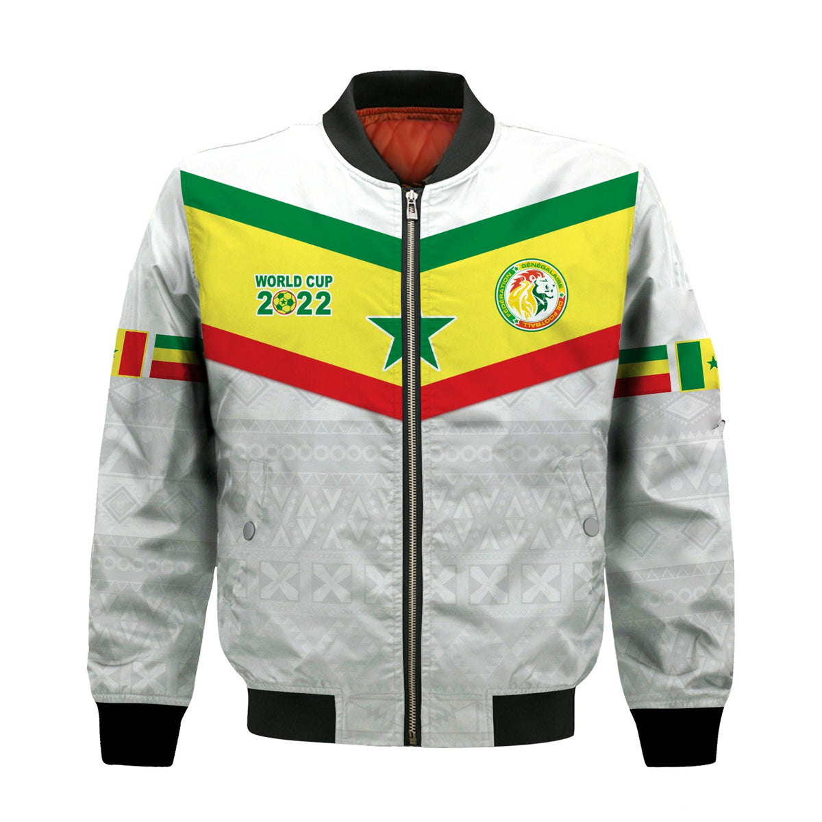 (Custom Personalised) Senegal Football 2022 Bomber Jacket Champion Teranga Lions Mix African Pattern LT13 - Wonder Print Shop