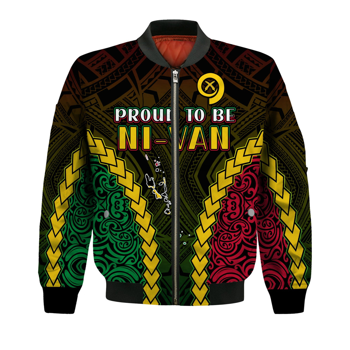 Vanuatu Indigenous Bomber Jacket Proud To Be Ni Vanuatu Polynesian Pattern LT13 - Wonder Print Shop