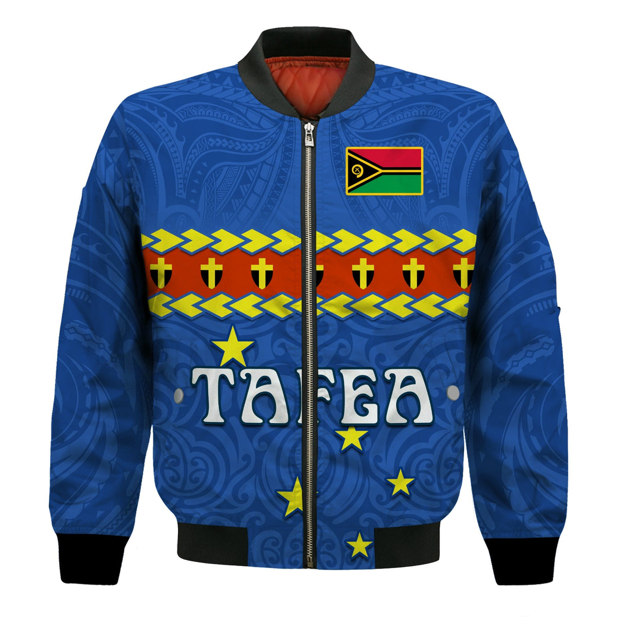 Custom Personalised Tafea Province Bomber Jacket Vanuatu Pig Tusk Polynesian Flag Style - Wonder Print Shop
