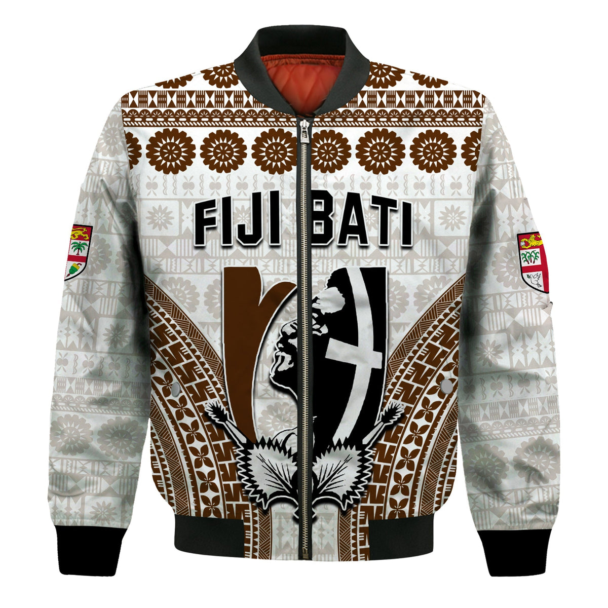 Custom Text and Number Fiji Rugby Bati Bomber Jacket Proud Tapa Pattern LT13 - Wonder Print Shop