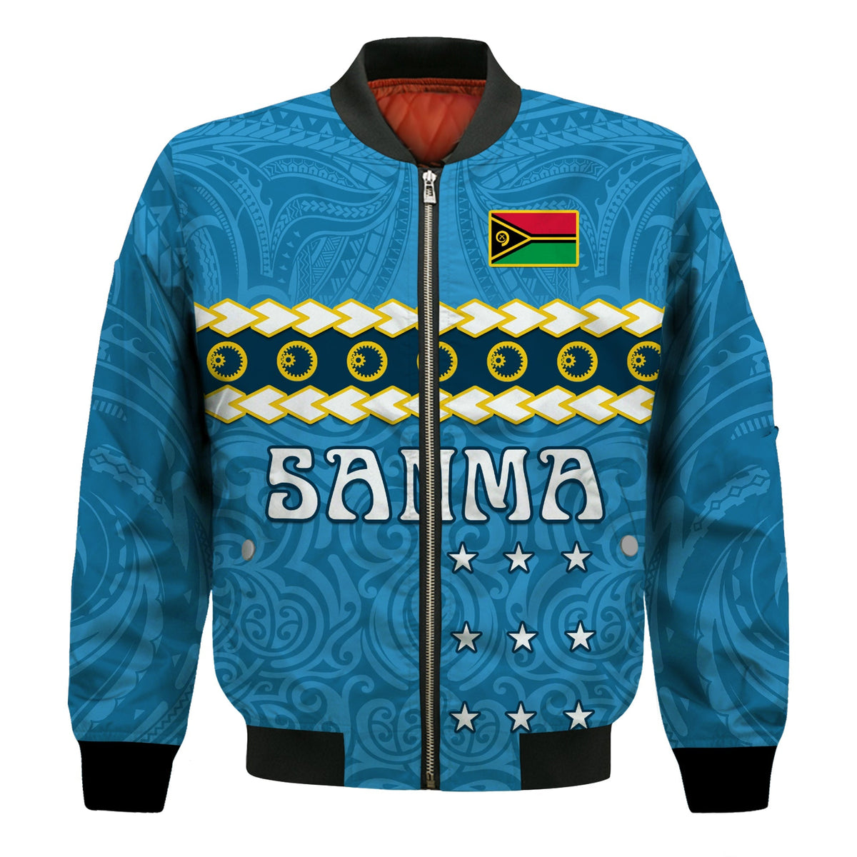 Custom Personalised Sanma Province Bomber Jacket Vanuatu Pig Tusk Polynesian Flag Style - Wonder Print Shop