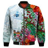 Fiji Bomber Jacket Proud Fijian Tapa mix Tagimoucia Flowers LT13 - Wonder Print Shop