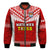 Custom Text And Number Tonga Rugby Bomber Jacket Mate Maa Tonga Pacific Ngatu White - Wonder Print Shop